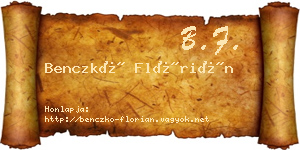 Benczkó Flórián névjegykártya